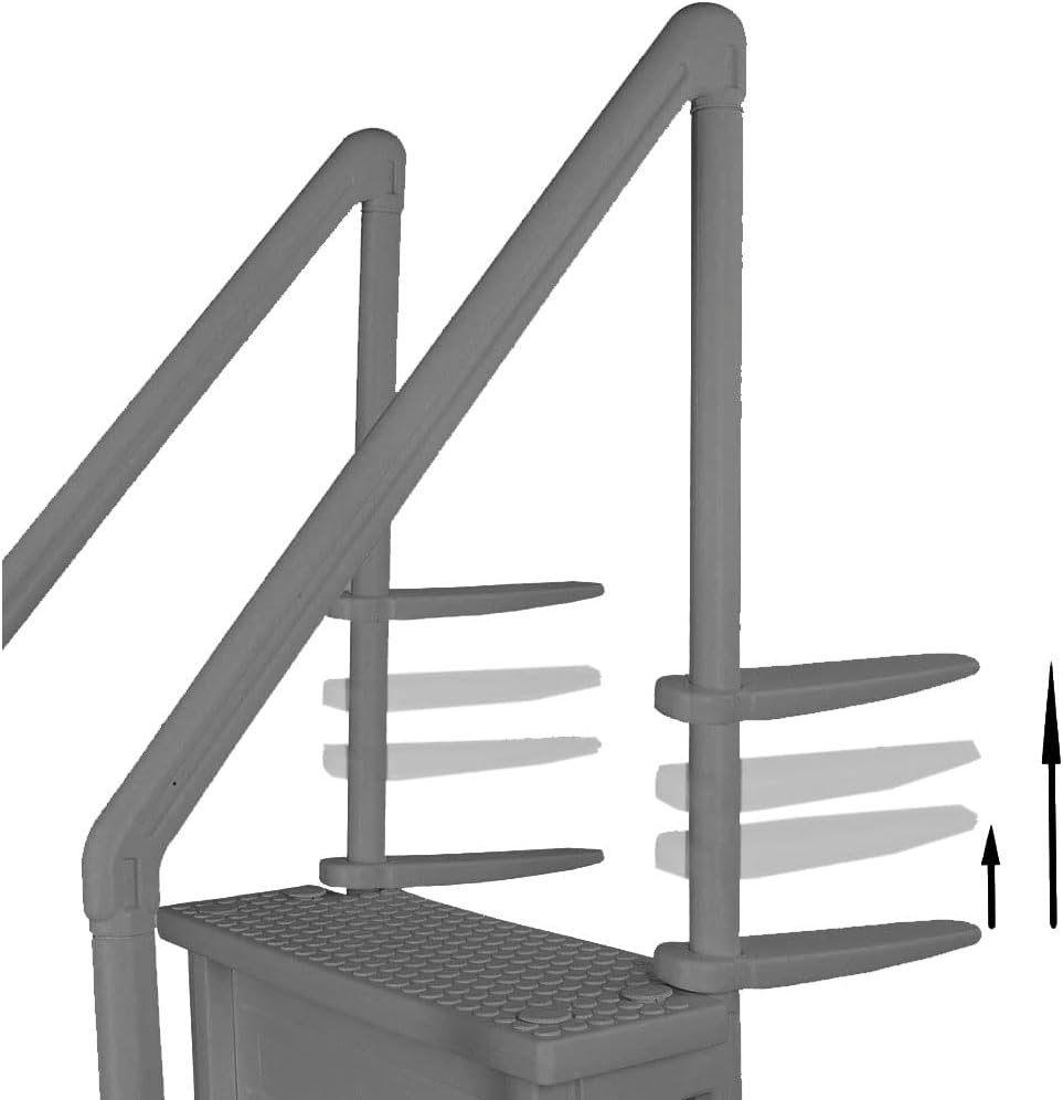 Select Anti-Slip in-Pool Steps | Gray | for Above Ground Swimming Pools | Can Mount to Decks 48" to 54" H | Safety Stairs Capacity Up to 300 lbs