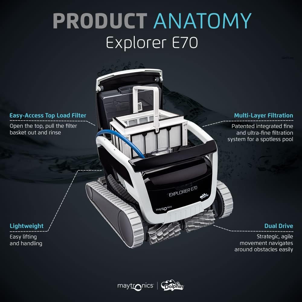 Robotic Pool Vacuum Cleaner All Pools up to 30 FT - Scrubber Brush Easy Top Load Filters