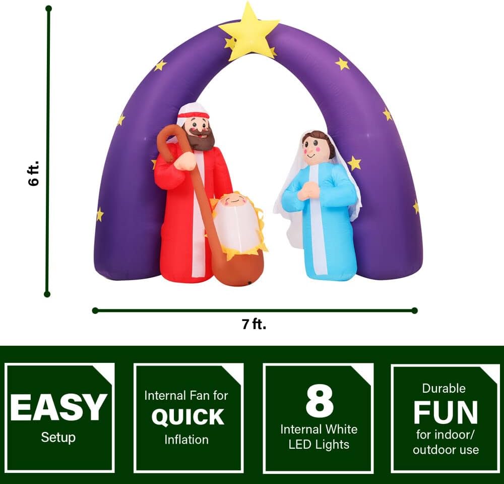 Farm 20ft. Tall Pre-Lighted Christmas Inflatable | Happy Snowman with RGB Lights and Storage Bag | Outdoor Holiday Amplified Holiday Celebration Party Decoration