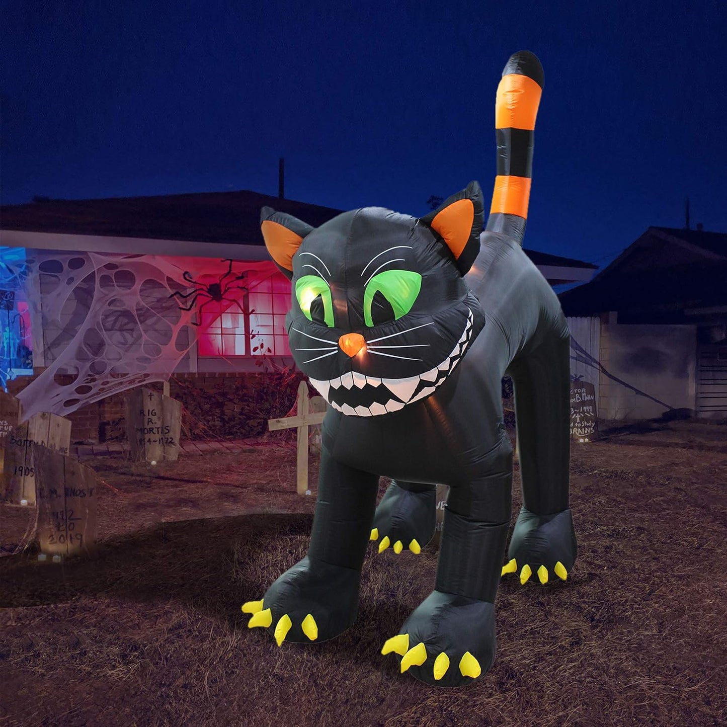 11 Foot Tall Animated Halloween Inflatable Black Cat
