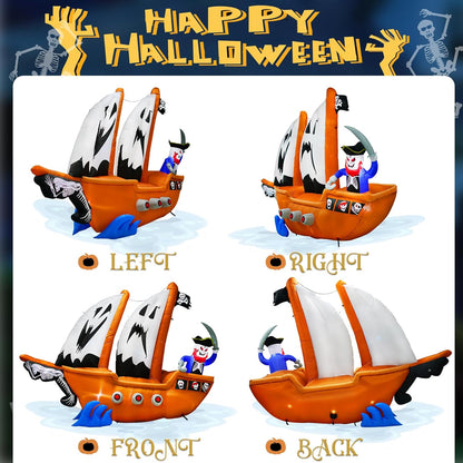 10ft Halloween Inflatable Pirate Ship Decoration
