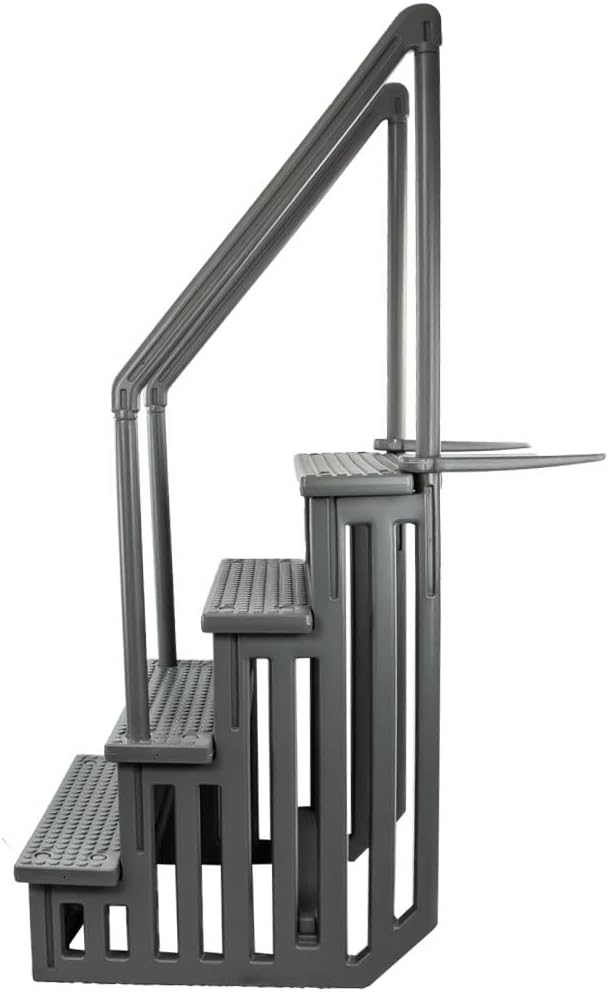Select Anti-Slip in-Pool Steps | Gray | for Above Ground Swimming Pools | Can Mount to Decks 48" to 54" H | Safety Stairs Capacity Up to 300 lbs