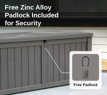 230 Gallon Deck Box, Outdoor Storage Box with Padlock