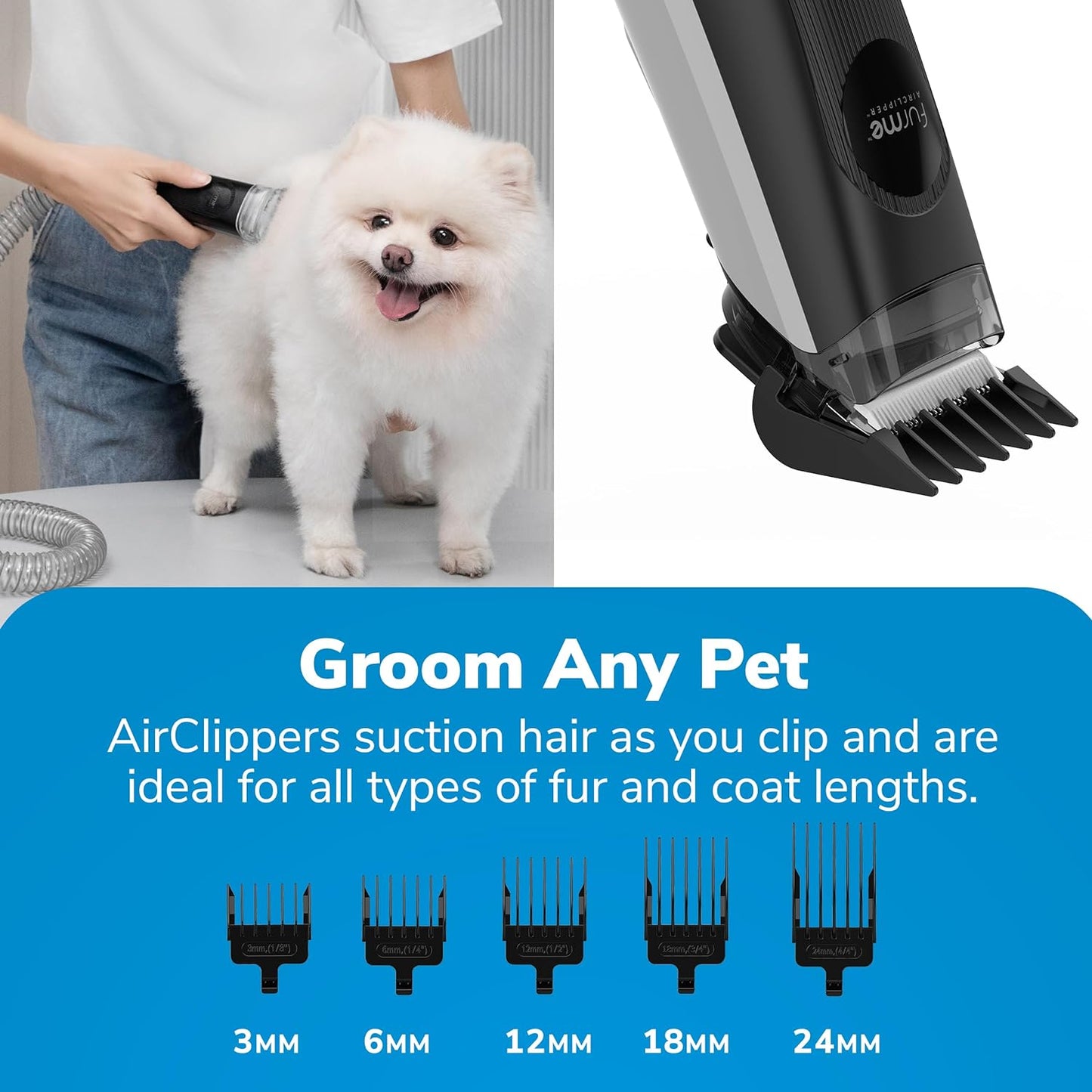 Professional Plus Pet Grooming Vacuum Kit, 5 Pet Grooming Tools, 2L Canister, Works for All Dogs, Cats, and Pet Fur