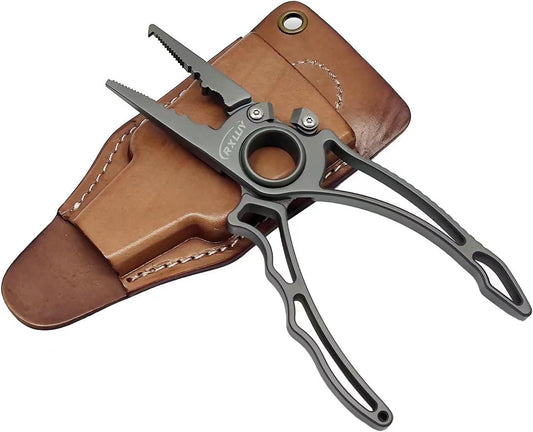 RXLUY Titanium Fishing Pliers, Premium Saltwater Fishing Gear, Tungsten Cutters, Split Ring Hook Remover, Knot Tying Tool with Lanyard, Ice Fishing, Sea Fishing Kit Gifts for Men