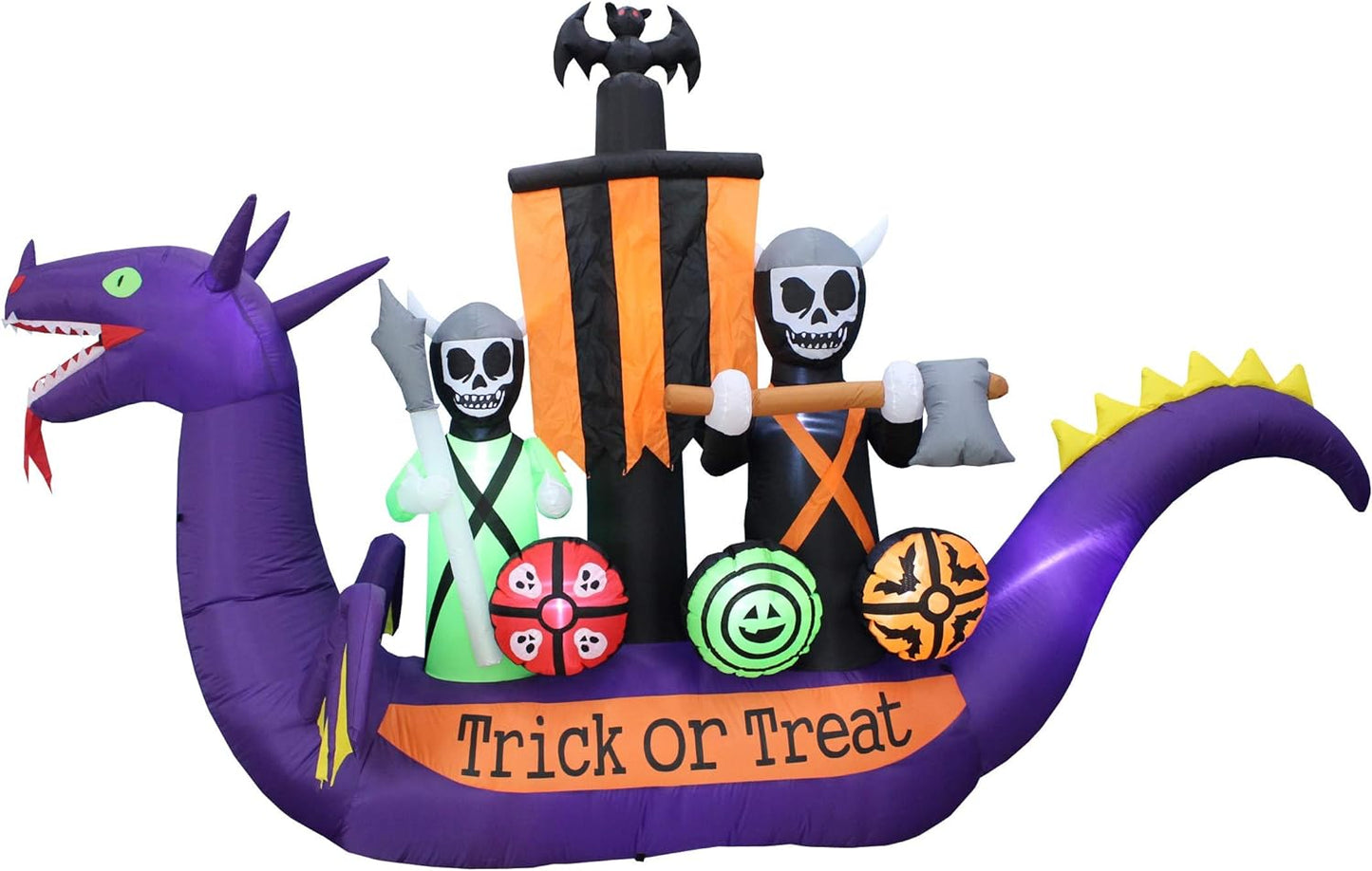 11ft Long Halloween Inflatable Dragon Pirate Ship Skeleton Scene