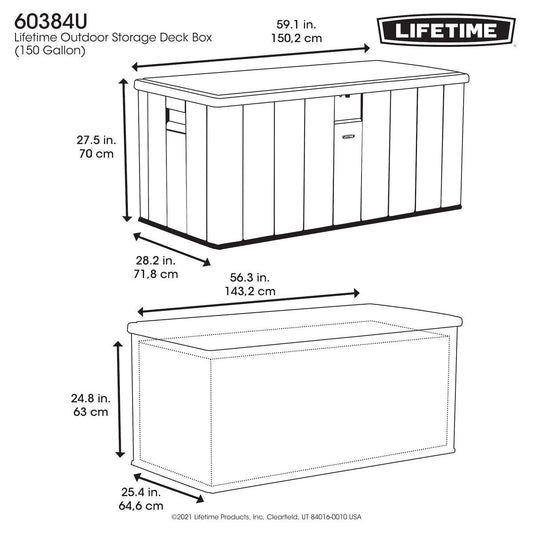 Lifetime 568 Litre Modern Outdoor Storage Deck Box Model 60384U