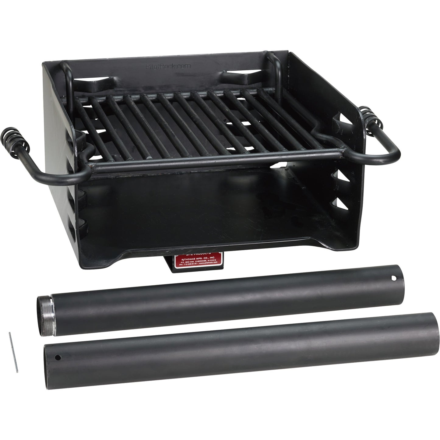 Pilot Rock Park Style Steel Outdoor BBQ Charcoal Grill and Post, Black