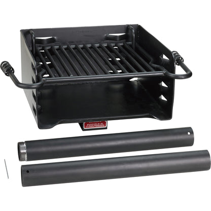 Pilot Rock Park Style Steel Outdoor BBQ Charcoal Grill and Post, Black