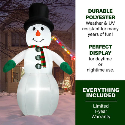 Farm 20ft. Tall Pre-Lighted Christmas Inflatable | Happy Snowman with RGB Lights and Storage Bag | Outdoor Holiday Amplified Holiday Celebration Party Decoration