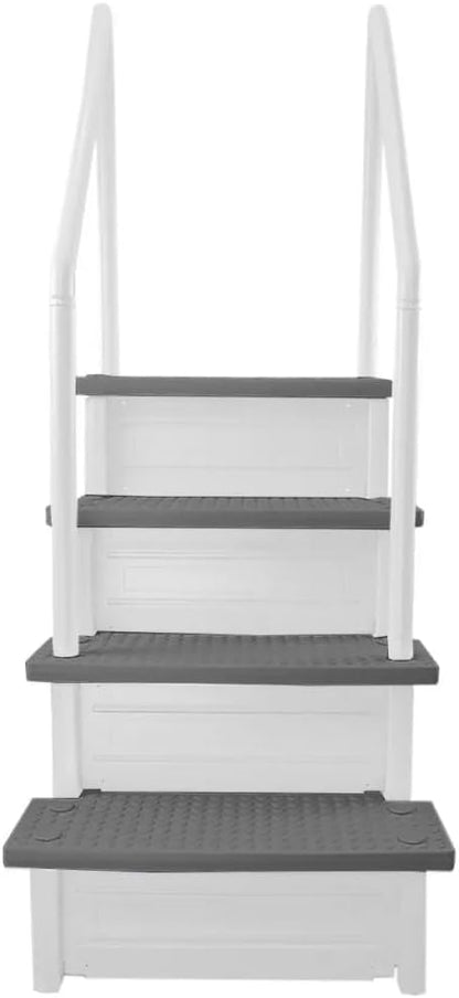 Select Anti-Slip in-Pool Steps | Gray | for Above Ground Swimming Pools | Can Mount to Decks 48" to 54" H | Safety Stairs Capacity Up to 300 lbs