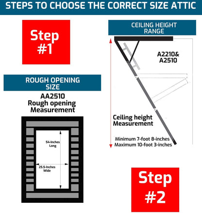 25-1/2 by 54-Inch Elite, 7'8′′-10-Foot Ceiling Height, 375-Pound Capacity, Type IAA, AA2510, Aluminum Ladder, attic, x Rough Opening, Silver