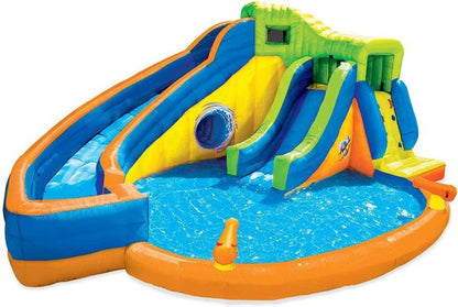 BANZAI Pipeline Twist Kids Inflatable Outdoor Backyard Water Pool Aqua Splash Park and Slides