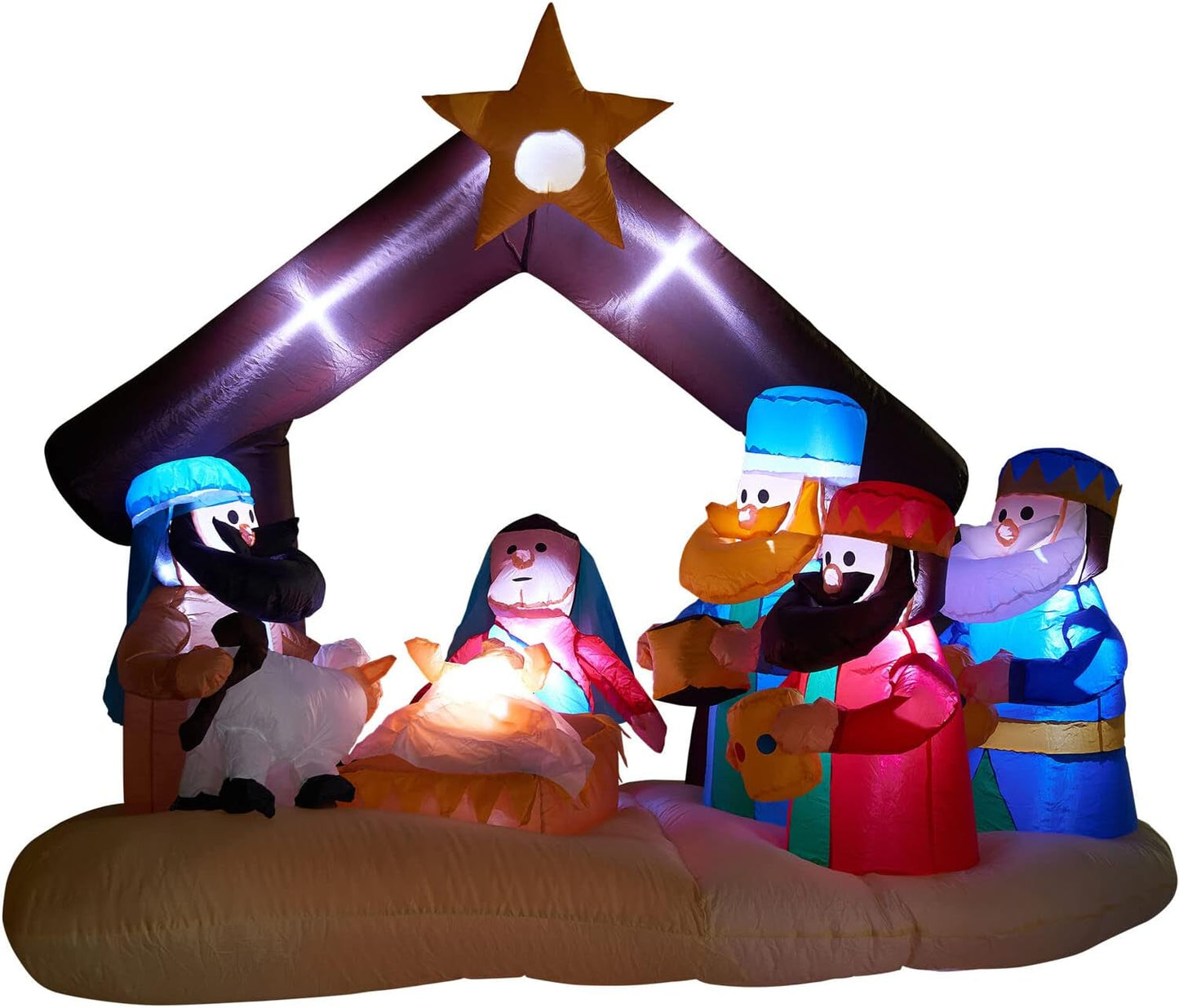 Farm 20ft. Tall Pre-Lighted Christmas Inflatable | Happy Snowman with RGB Lights and Storage Bag | Outdoor Holiday Amplified Holiday Celebration Party Decoration