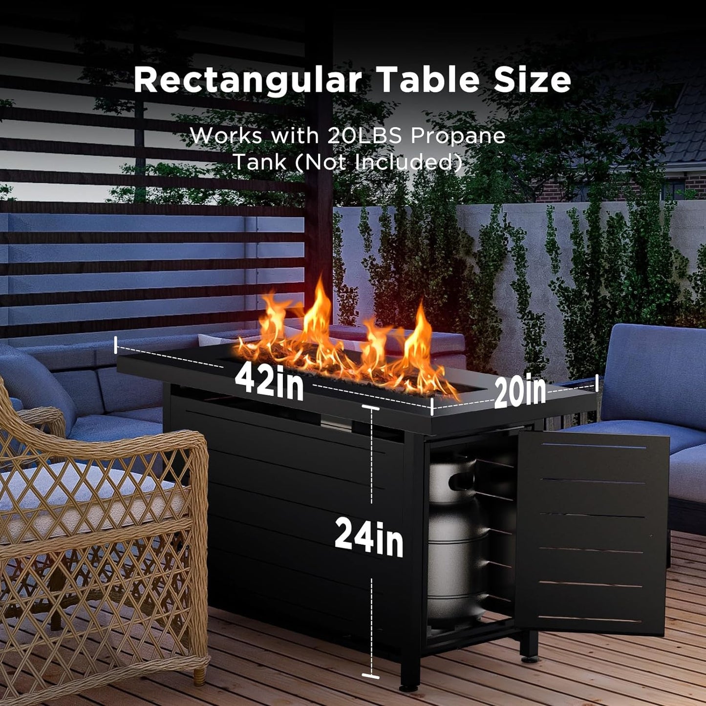 Gas Fire Pit Table, 50,000 BTU Outdoor Propane Fire Pit
