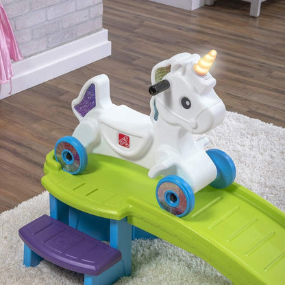 Kids Unicorn Up and Down Roller Coaster Toy, Ride Stroller, Indoor/Outdoor Toy Set
