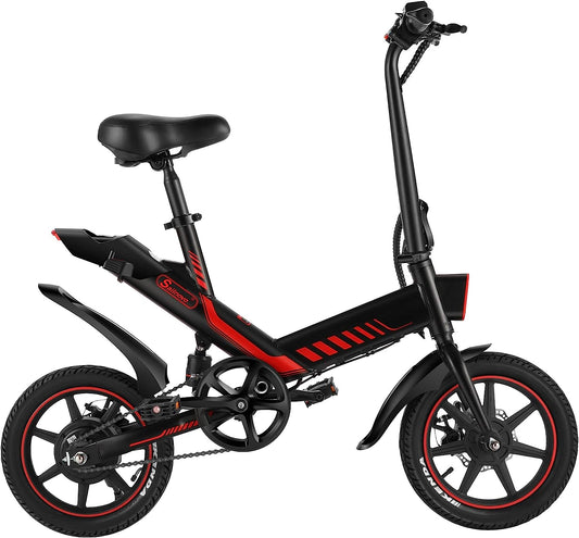 Sailnovo 14'' Electric Bicycle for Adults and Teenagers, Folding Electric Bike with Built-in Li-ion Battery