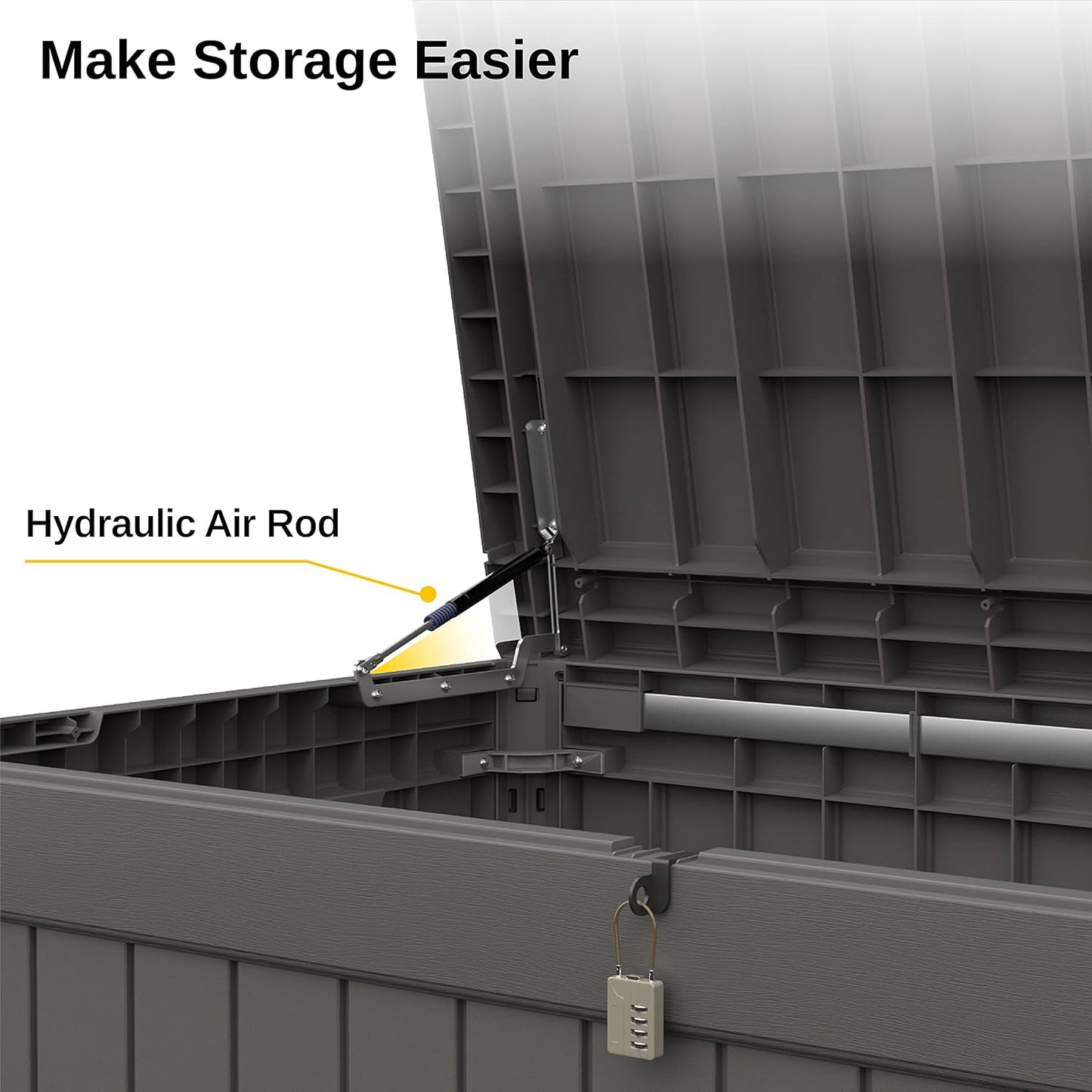 230 Gallon Deck Box, Outdoor Storage Box with Padlock