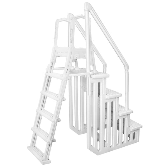 XtremepowerUS Deluxe A-Frame Above-Ground Swimming Pool Ladder Large Entry Non