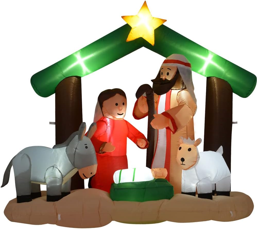 Farm 20ft. Tall Pre-Lighted Christmas Inflatable | Happy Snowman with RGB Lights and Storage Bag | Outdoor Holiday Amplified Holiday Celebration Party Decoration