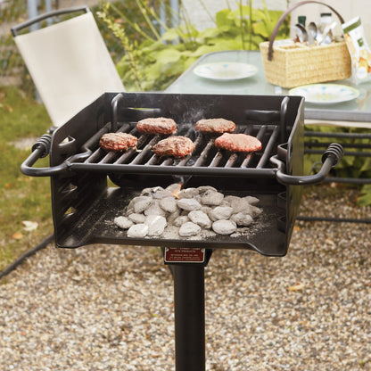 Pilot Rock Park Style Steel Outdoor BBQ Charcoal Grill and Post, Black
