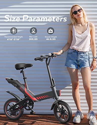 Sailnovo 14'' Electric Bicycle for Adults and Teenagers, Folding Electric Bike with Built-in Li-ion Battery