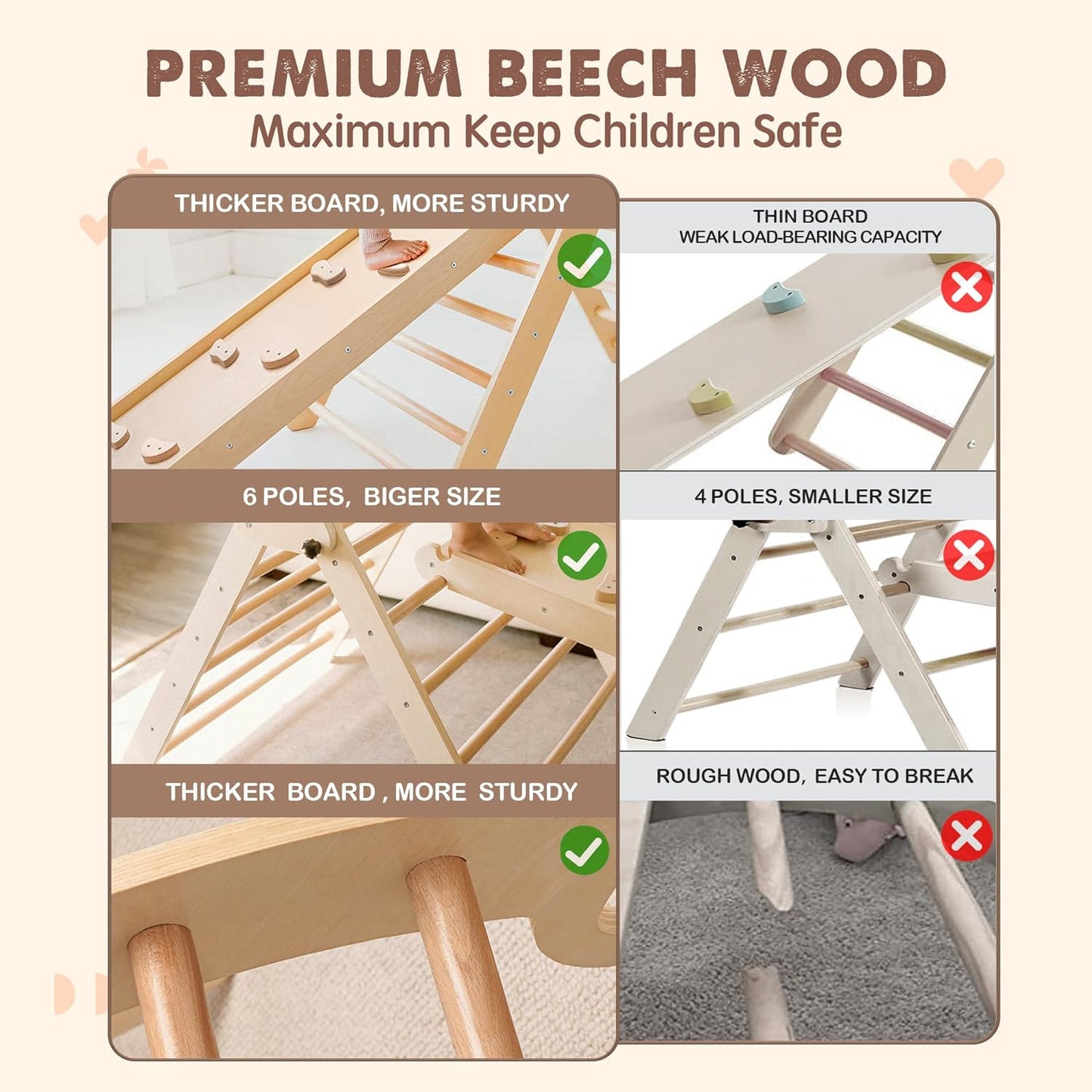 5 in 1 Pikler Triangle Set, Baby Climbing Toy Indoor Playground, Kids Jungle Gym