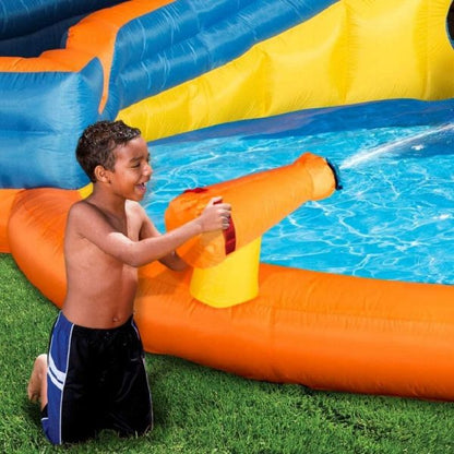 BANZAI Pipeline Twist Kids Inflatable Outdoor Backyard Water Pool Aqua Splash Park and Slides