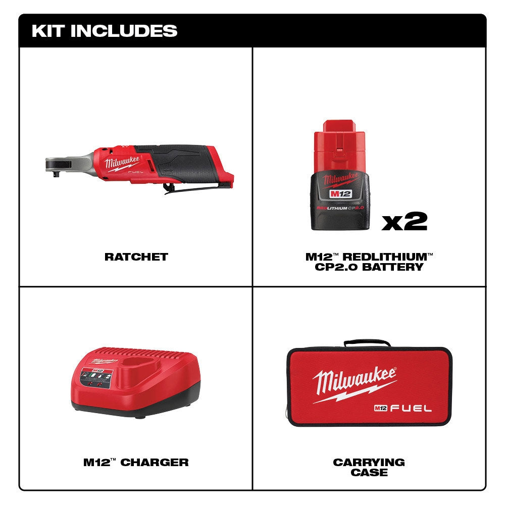M12 FUEL 1/4" High Speed Cordless Ratchet Kit