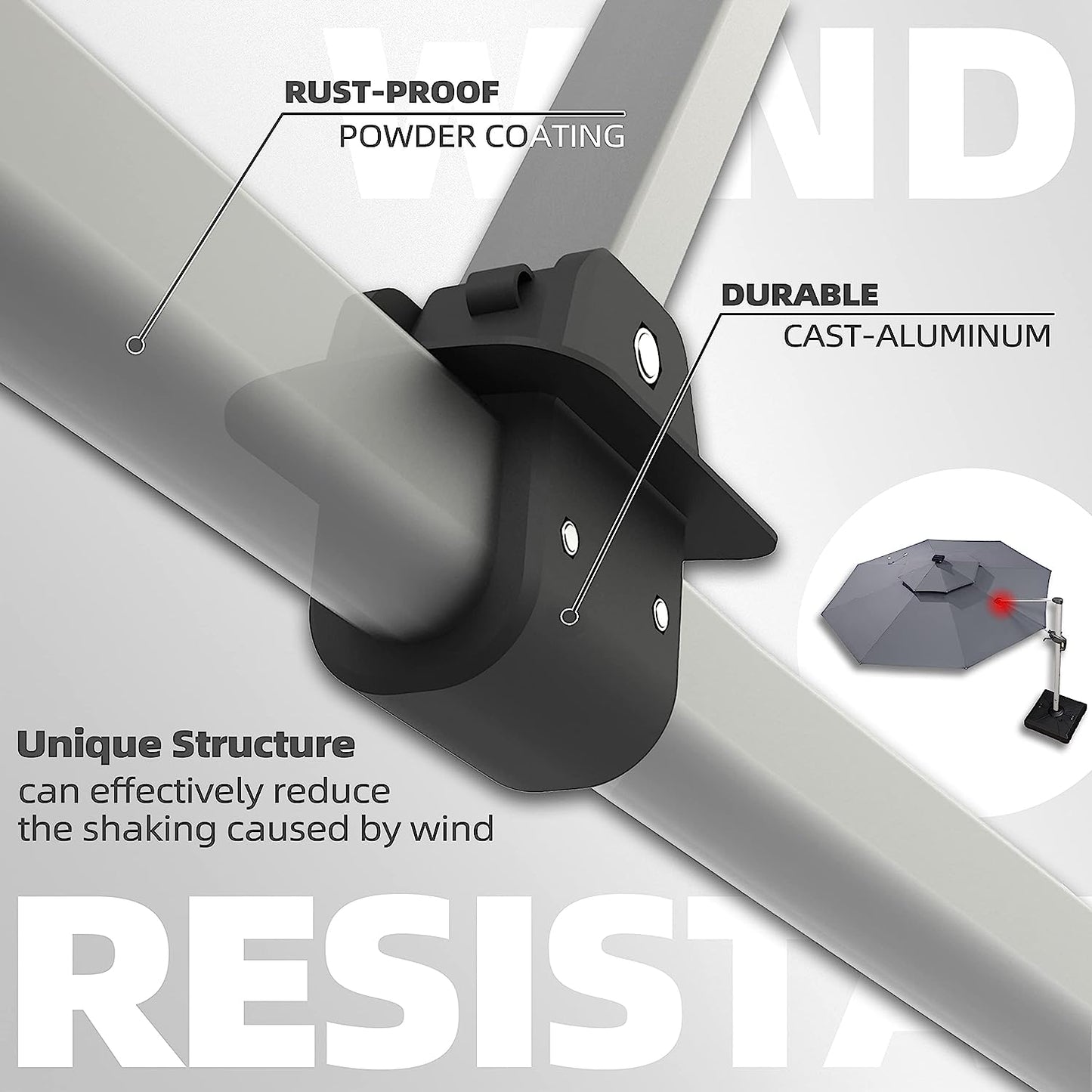 12ft Solar LED Patio Umbrella Outdoor Round Umbrella Large Cantilever Umbrella with LED Lights Windproof Bias Umbrella Heavy Duty Parasol for Garden Deck Pool Patio