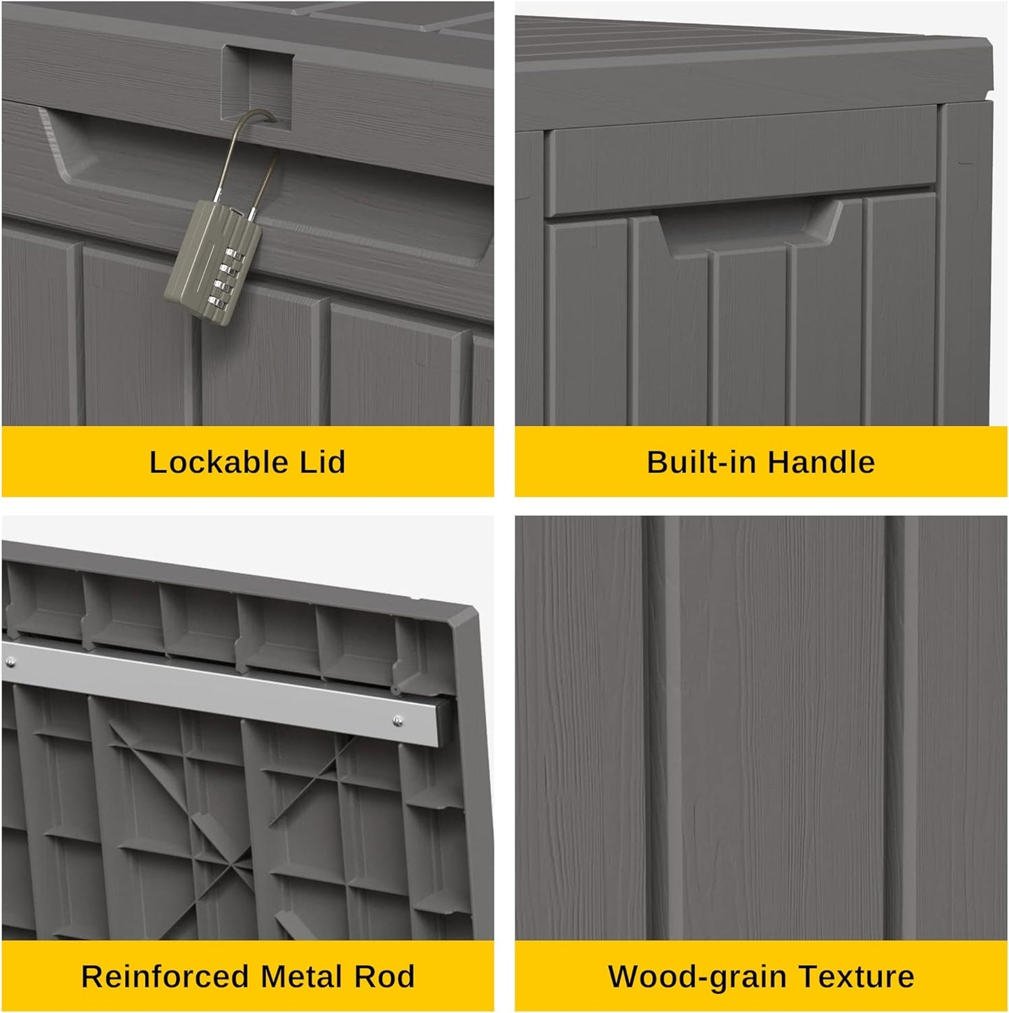 230 Gallon Deck Box, Outdoor Storage Box with Padlock