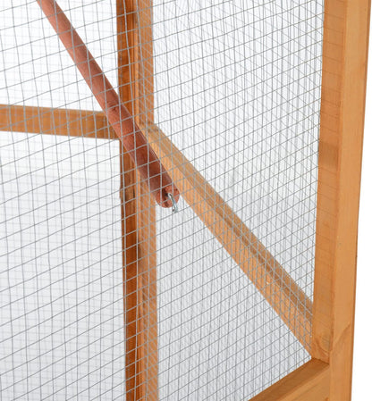 Large Wooden Hexagonal Outdoor Aviary Flight Bird Cage with Covered Roof