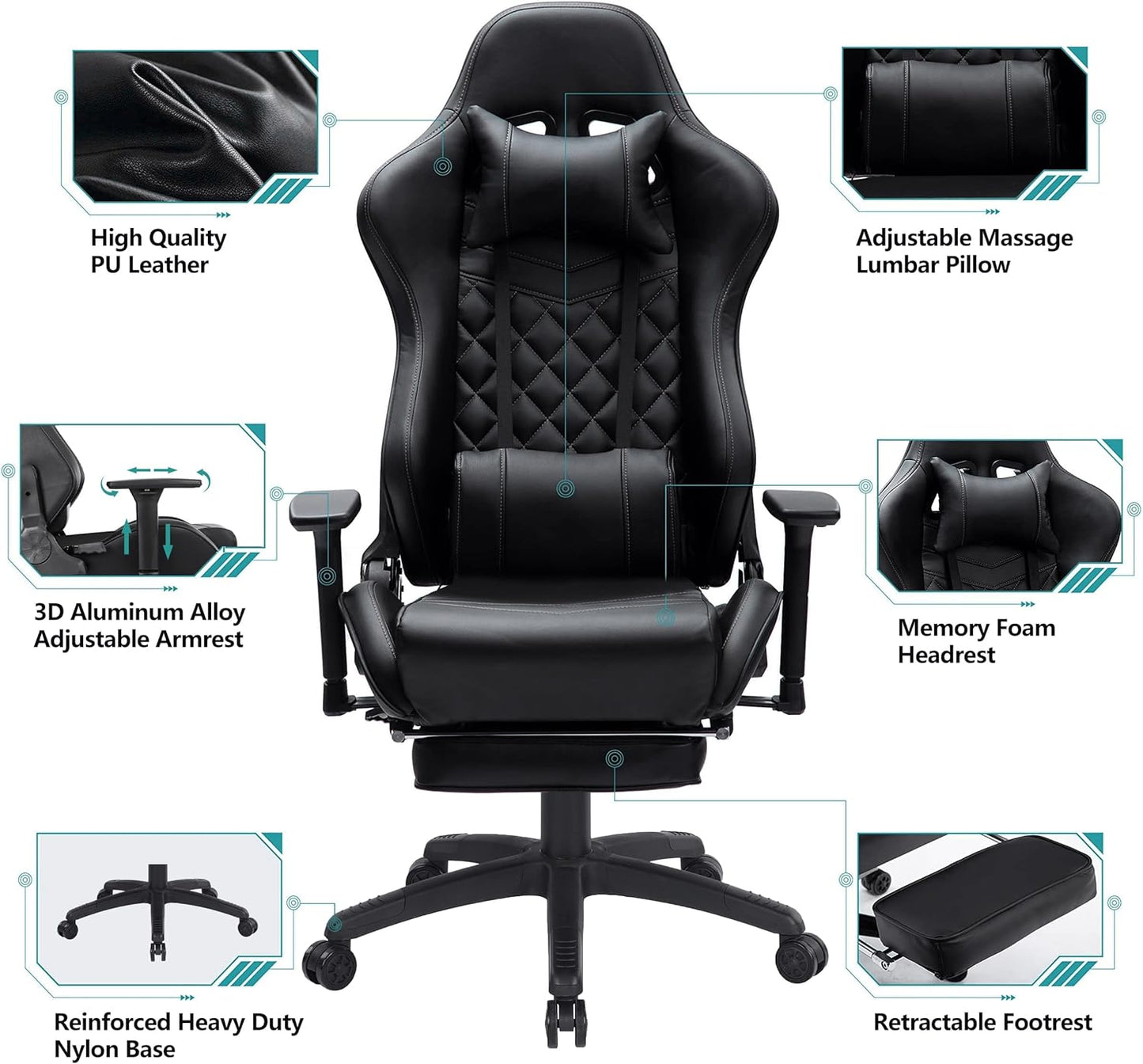 Classic PU Leather Large and Tall Ergonomic Computer Chair
