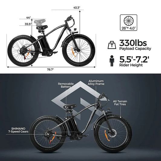 Outdoor electric bike with 48V/15Ah lithium battery