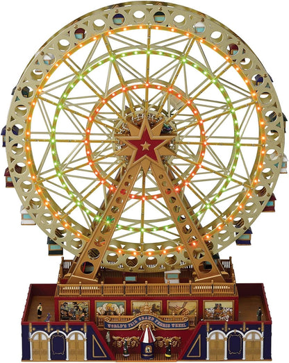 World's Fair Ferris Wheel Musical Animation Indoor Christmas Decor, 15", Gold & Very Merry Carousel Musical Animation Indoor Christmas Decor, 12", Red