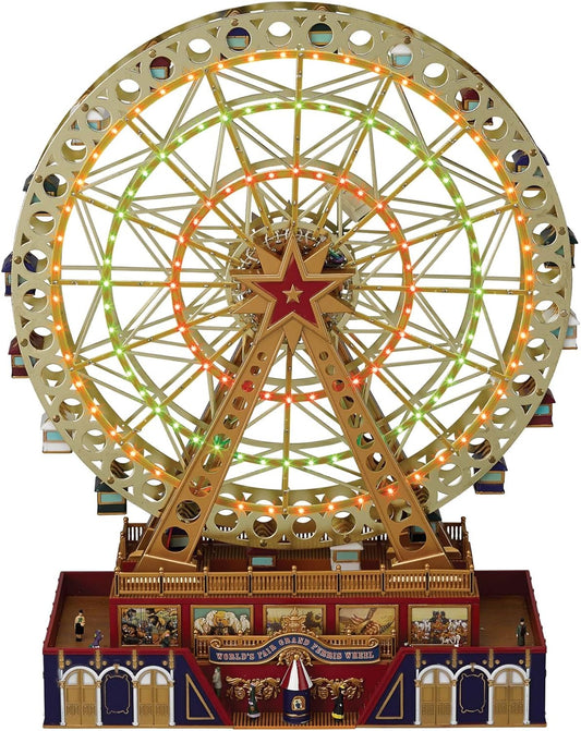 World's Fair Ferris Wheel Musical Animation Indoor Christmas Decor, 15", Gold & Very Merry Carousel Musical Animation Indoor Christmas Decor, 12", Red