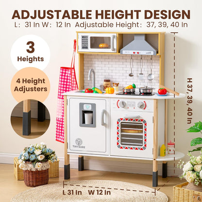 Play Kitchen for Kids - Toy Kitchen Set for Toddlers with Realistic Lights and Sounds, Kids Kitchen Playset with Abundant Toy Food Set