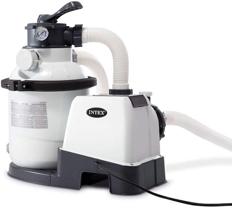 Intex 26651EG Krystal Clear 16 Inch 3,000 GPH Above Ground Pool Sand Filter Pump with Automatic Timer, GFCI, and 6 Function Control, Gray