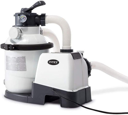 Intex 26651EG Krystal Clear 16 Inch 3,000 GPH Above Ground Pool Sand Filter Pump with Automatic Timer, GFCI, and 6 Function Control, Gray