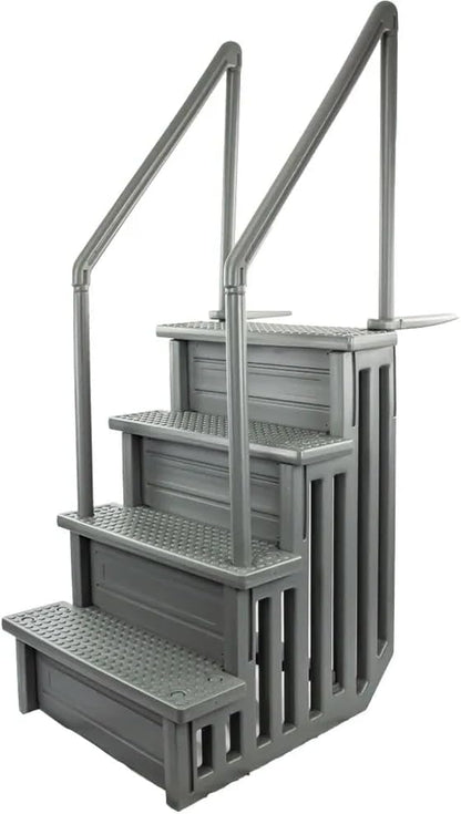 Select Anti-Slip in-Pool Steps | Gray | for Above Ground Swimming Pools | Can Mount to Decks 48" to 54" H | Safety Stairs Capacity Up to 300 lbs