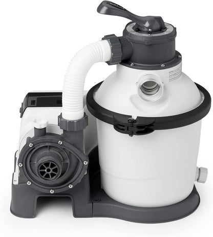 Intex 26651EG Krystal Clear 16 Inch 3,000 GPH Above Ground Pool Sand Filter Pump with Automatic Timer, GFCI, and 6 Function Control, Gray