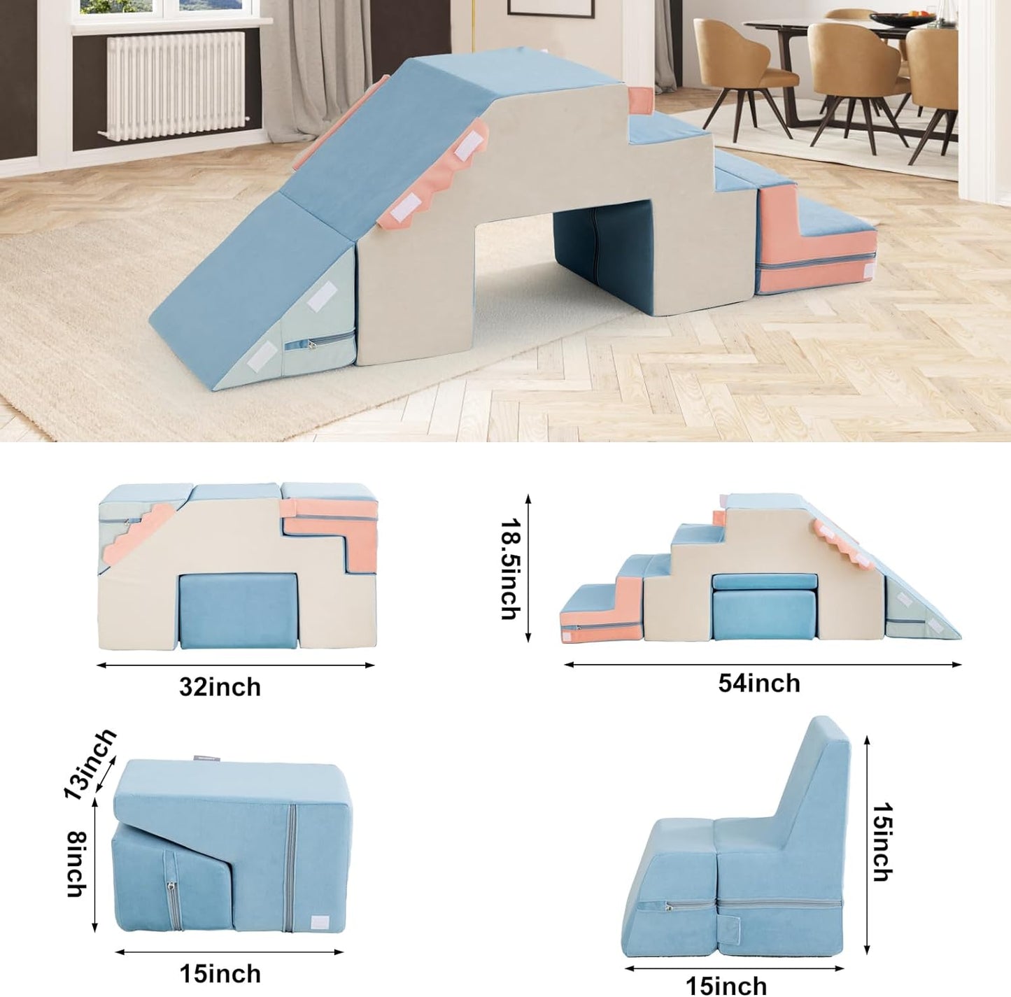 4 in 1 toddler foam climbing blocks, indoor soft climbing and crawling toys