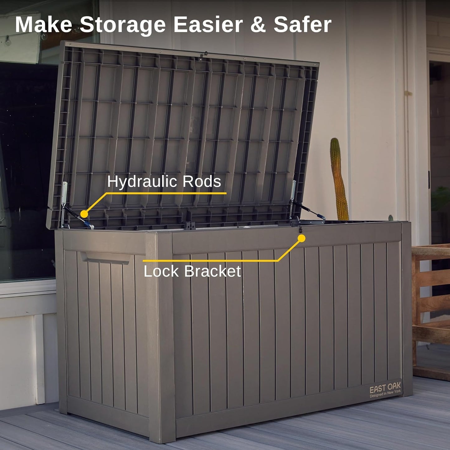 230 Gallon Deck Box, Outdoor Storage Box with Padlock