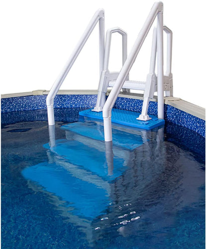 Select Anti-Slip in-Pool Steps | Gray | for Above Ground Swimming Pools | Can Mount to Decks 48" to 54" H | Safety Stairs Capacity Up to 300 lbs