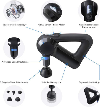 TheraGun Elite Ultra-Quiet Percussion Massage Gun for Deep Tissue Muscle Pain Relief, Handheld Electric Massager Perfect for Neck, Back, and Full Body Tension, Bluetooth and USB-C Charging, 5th Gen