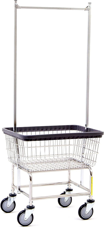 Heavy Duty Wire Laundry Cart with Double Rod Rack