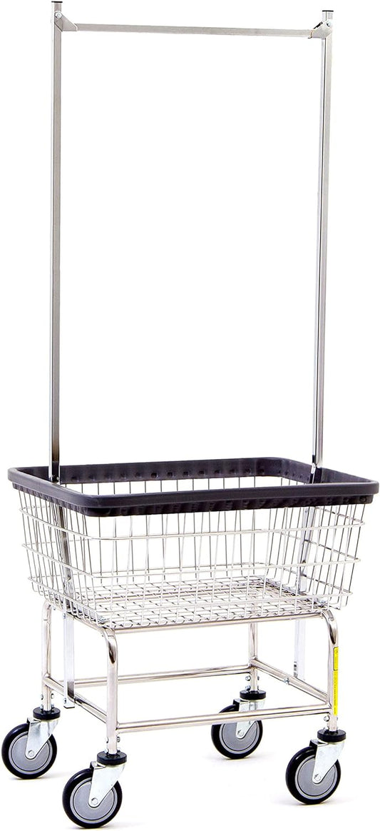 Heavy Duty Wire Laundry Cart with Double Rod Rack