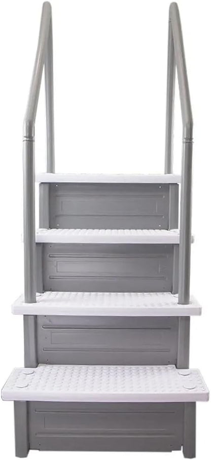 Select Anti-Slip in-Pool Steps | Gray | for Above Ground Swimming Pools | Can Mount to Decks 48" to 54" H | Safety Stairs Capacity Up to 300 lbs