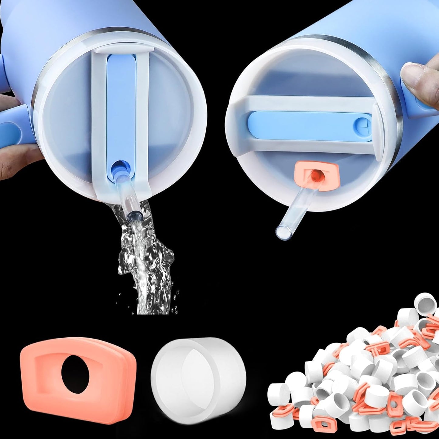 40 oz 30 oz tumbler with handle and anti-spill stopper