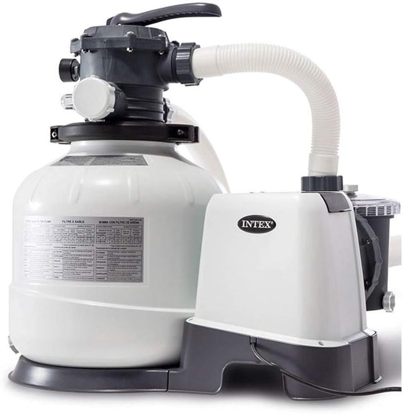 Intex 26651EG Krystal Clear 16 Inch 3,000 GPH Above Ground Pool Sand Filter Pump with Automatic Timer, GFCI, and 6 Function Control, Gray